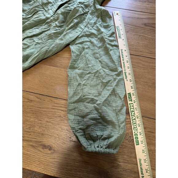 Umgee Women Size Small Tiered Dress Green Collared Split Neck Long Sleeve Boho - Picture 6 of 10